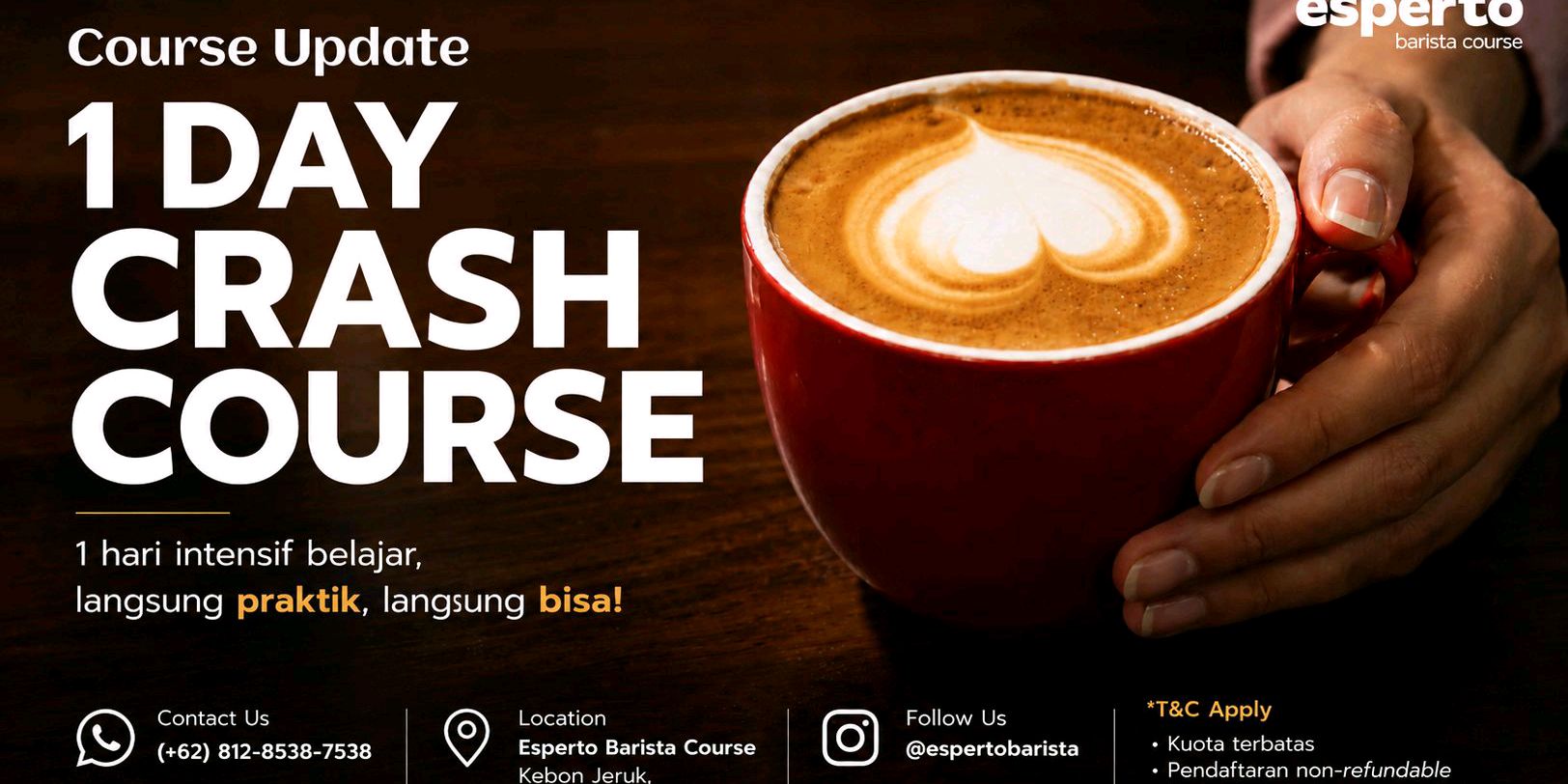 1 Day BARISTA CRASH COURSE